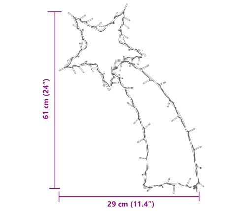 Luces de Navidad Estrella Fugaz Silueta 80 LEDs blanco cálido