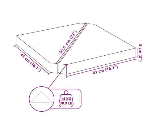 Placa de peso para sombrilla 2 uds granito gris triangular 14kg