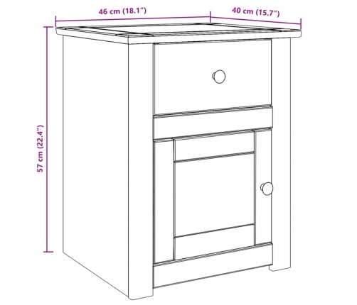 Mesita de noche Panama madera maciza de pino 46x40x57 cm