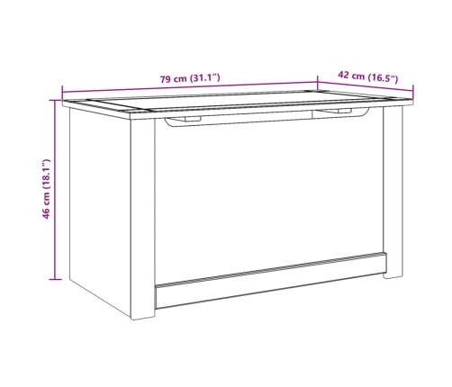 Baúl almacenaje con tapa Panama madera maciza pino 79x42x46 cm