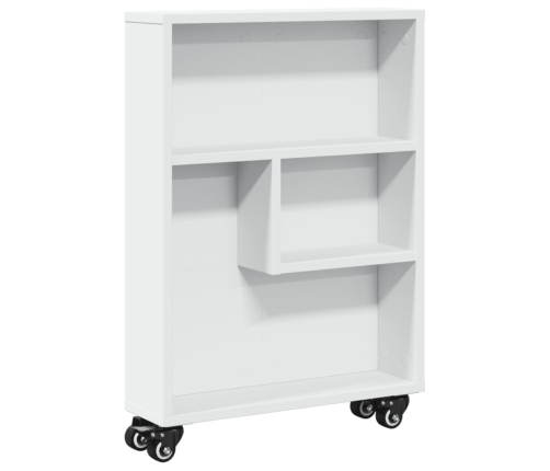 Carrito de almacenaje estrecho madera blanco 48x13x68 cm