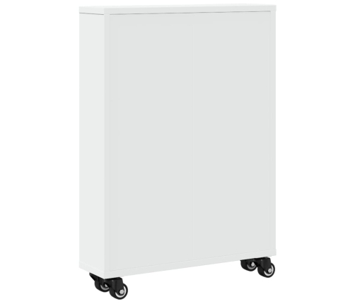 Carrito de almacenaje estrecho madera blanco 48x13x68 cm