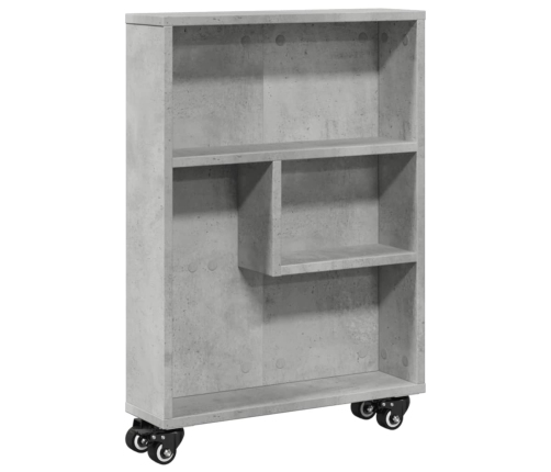 Carrito de almacenaje estrecho madera gris hormigón 48x13x68 cm