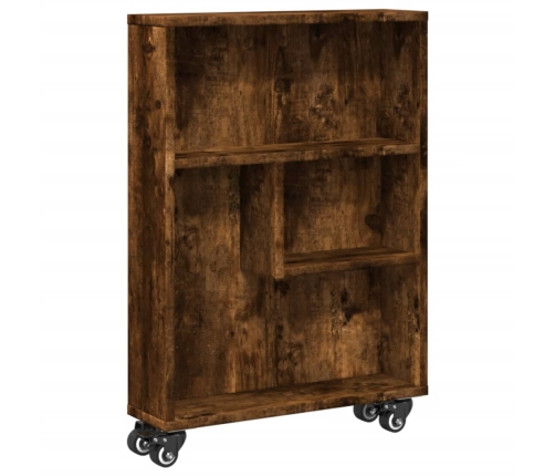 Carrito de almacenaje estrecho madera roble ahumado 48x13x68 cm