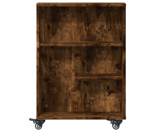 Carrito de almacenaje estrecho madera roble ahumado 48x13x68 cm