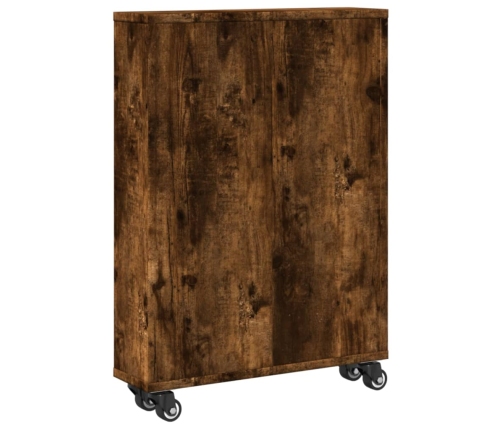 Carrito de almacenaje estrecho madera roble ahumado 48x13x68 cm