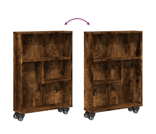 Carrito de almacenaje estrecho madera roble ahumado 48x13x68 cm