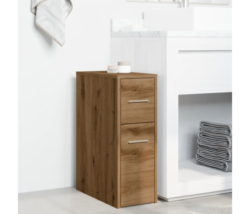 Armario de baño estrecho con ruedas madera roble artisian