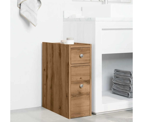 Armario de baño estrecho con ruedas madera roble artisian