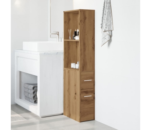 Armario de baño estrecho con ruedas madera roble artisian