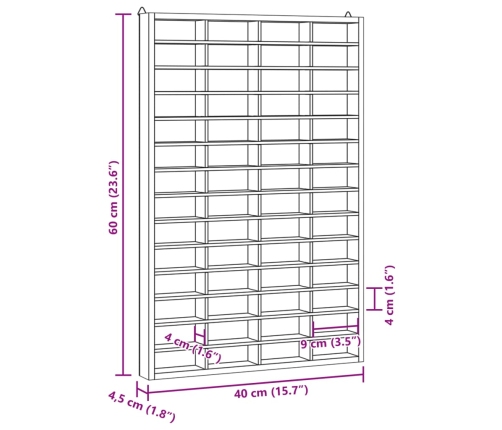 Vitrina de madera para coleccionistas con 56 compartimentos