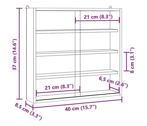 Vitrina de madera para coleccionistas con puertas 40x8,5x37 cm