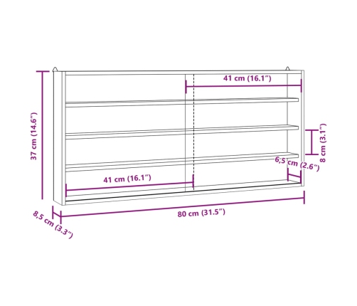 Vitrina de madera para coleccionistas con puertas 80x8,5x37 cm