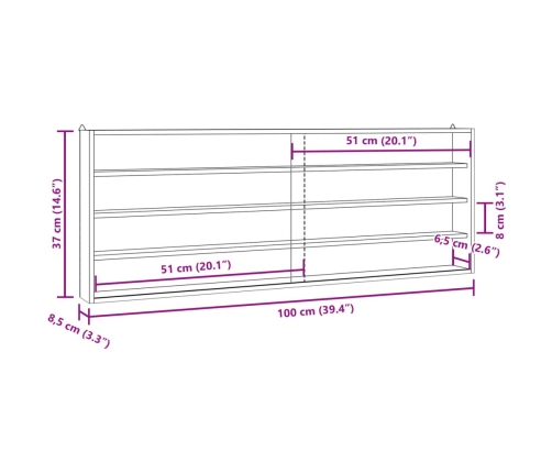 Vitrina de madera para coleccionistas con puertas 100x8,5x37 cm