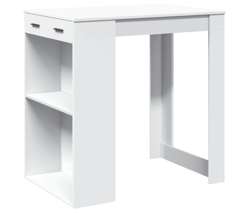 Mesa alta de bar madera ingeniería blanca 102x70x103,5 cm