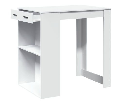 Mesa alta de bar madera ingeniería blanca 102x70x103,5 cm