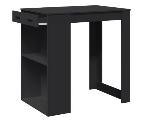 Mesa alta de bar madera ingeniería negra 102x70x103,5 cm