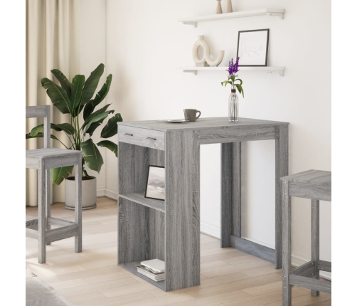 Mesa alta de bar madera ingeniería gris Sonoma 102x70x103,5 cm