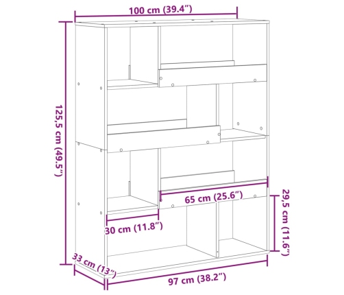 Estantería de madera de ingeniería blanca 100x33x125,5 cm