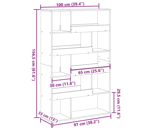 Estantería de madera ingeniería gris hormigón 100x33x156,5 cm