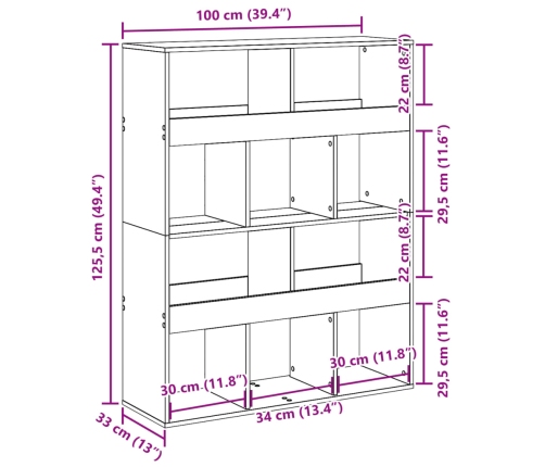 Estantería de madera de ingeniería blanca 100x33x125,5 cm