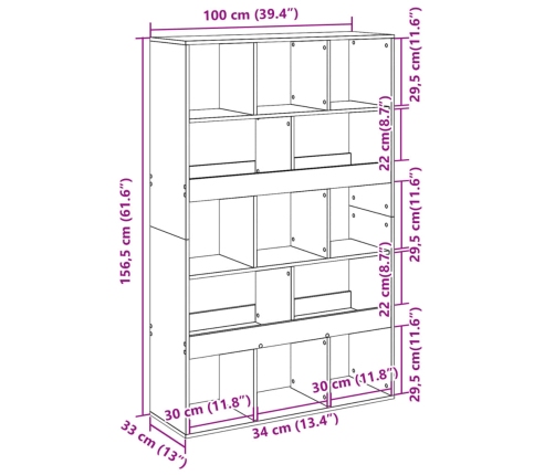 Estantería de madera de ingeniería blanca 100x33x156,5 cm