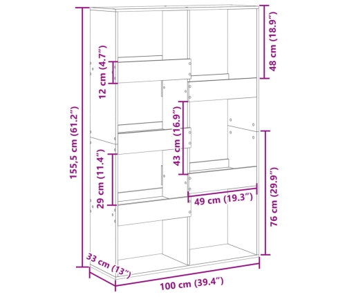 Estantería de madera de ingeniería roble Sonoma 100x33x155,5 cm