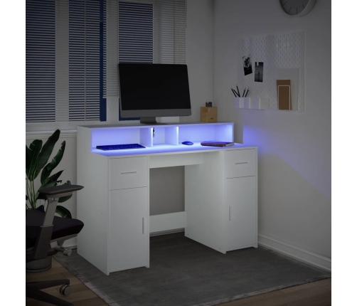 Escritorio con luz LED madera ingeniería blanco 120x55x91 cm