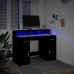 Escritorio con luz LED madera ingeniería negro 120x55x91 cm