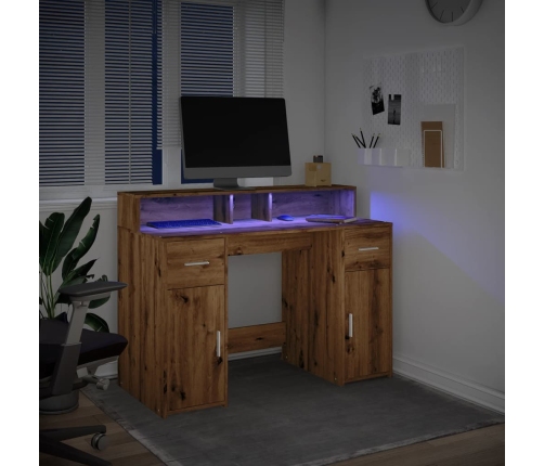 Escritorio con LED madera ingeniería roble artisian 120x55x91cm