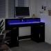 Escritorio con luz LED madera ingeniería negro 140x55x91 cm