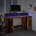 Escritorio con LED madera ingeniería envejecida 140x55x91 cm