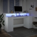 Escritorio con luz LED madera ingeniería blanco 160x55x91 cm