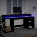 Escritorio con luz LED madera ingeniería negro 200x55x91 cm