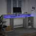 Escritorio con LED madera ingeniería gris sonoma 200x55x91 cm