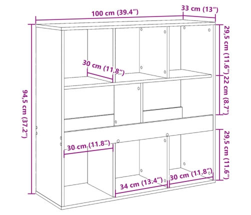 Separador de ambientes madera ingeniería negro 100x33x94,5 cm