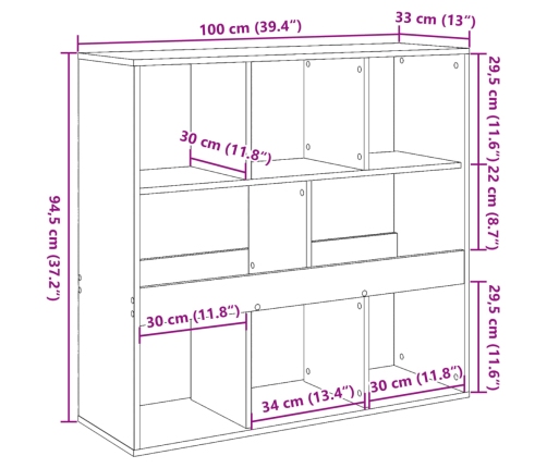 Separador de ambientes madera roble artisian 100x33x94,5 cm