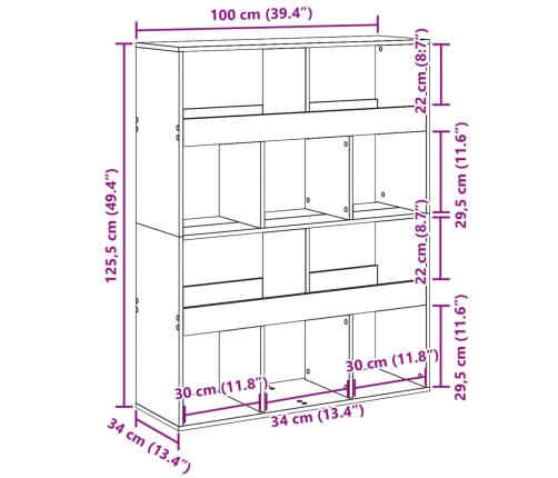 Separador de ambientes madera marrón roble 100x33x125,5 cm