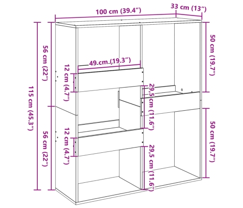 Separador de ambientes madera ingeniería negro 100x33x115 cm