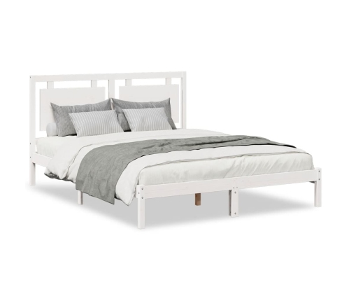 Cama extralarga sin colchón madera maciza blanca 140x210 cm