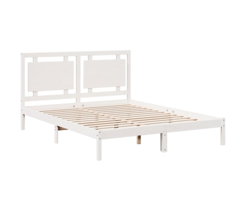 Cama extralarga sin colchón madera maciza blanca 140x210 cm