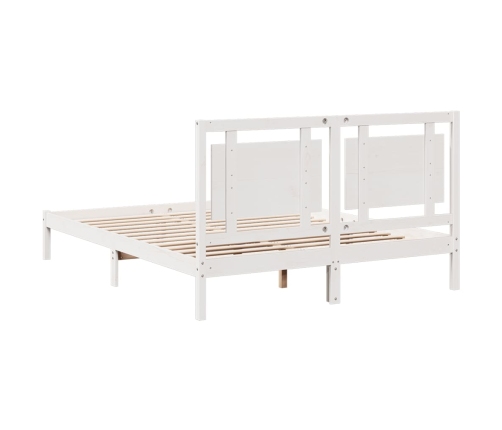 Cama extralarga sin colchón madera maciza blanca 140x210 cm