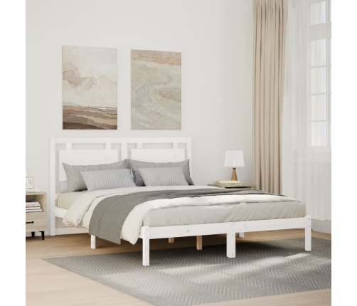 Cama extralarga sin colchón madera maciza blanca 140x210 cm