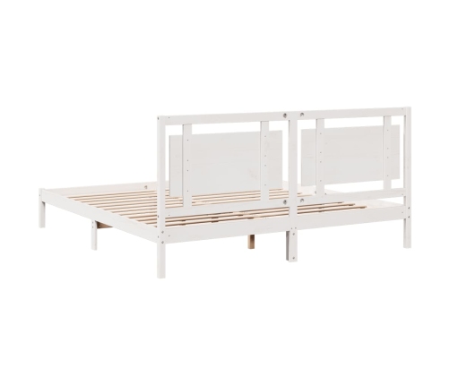 Cama extralarga sin colchón madera maciza blanca 180x210 cm