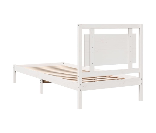 Cama extralarga sin colchón madera maciza blanca 100x220 cm