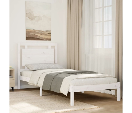 Cama extralarga sin colchón madera maciza blanca 100x220 cm