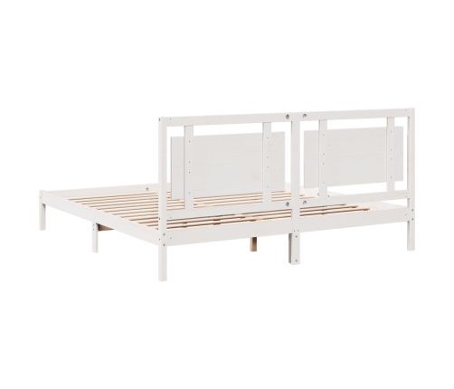 Cama extralarga sin colchón madera maciza blanca 180x220 cm