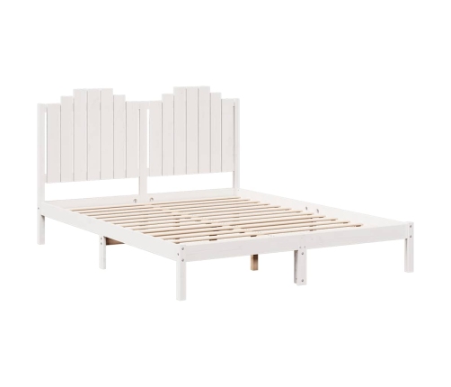 Cama extralarga sin colchón madera maciza blanca 140x220 cm