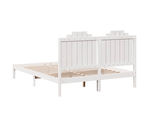 Cama extralarga sin colchón madera maciza blanca 140x220 cm