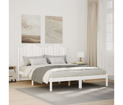 Cama extralarga sin colchón madera maciza blanca 140x220 cm